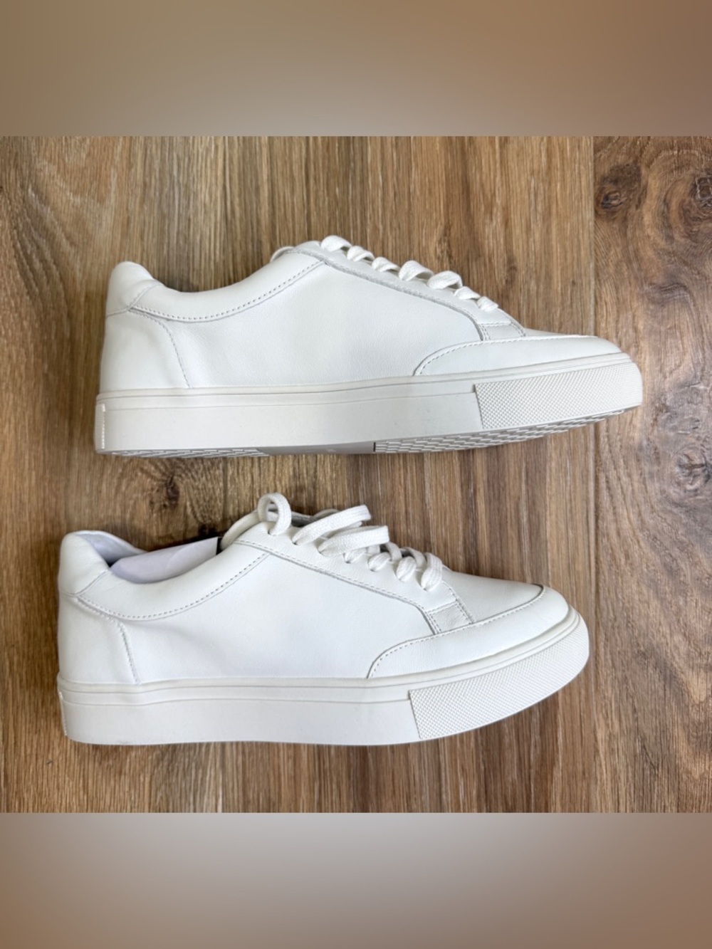 Birdies White Leather Lace-Up Sneakers Size 8 Minimalist - Picture 6 of 9